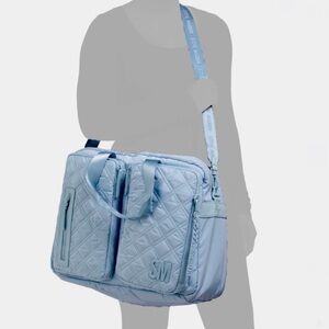 STEVE MADDEN BREGISS Light Blue Large Quilted Weekender Bag NWTS